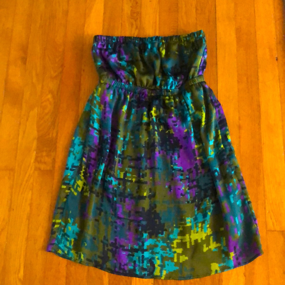 Multi colored strapless dress
